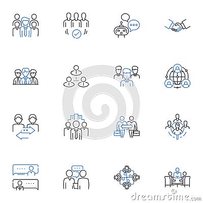 Integration line icons collection. Consolidation, Fusion, Merge, Synergy, Blending, Harmonize, Compatibility vector and Vector Illustration