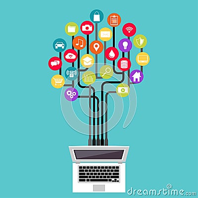 Integration system connection. Computer application Vector Illustration