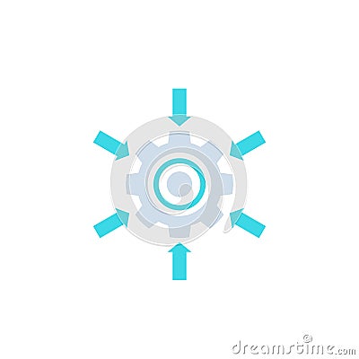 Integration system icon with cogwheel and arrows Vector Illustration