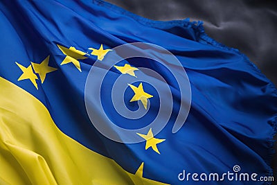 Integration of ukraine into the european union, created with Generative AI technology Editorial Stock Photo