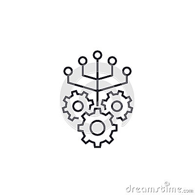 Integration vector line icon with gears Vector Illustration