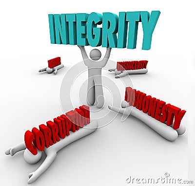 Integrity Person Lifting Word Competitive Advantage Best Leader Stock Photo