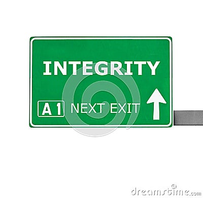 INTEGRITY road sign isolated on white Stock Photo