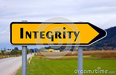 Integrity sign board. Stock Photo