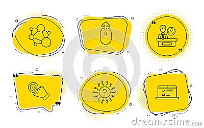 Integrity, Swipe up and Presentation time icons set. Touchscreen gesture, Question mark and Web lectures signs. Vector Vector Illustration