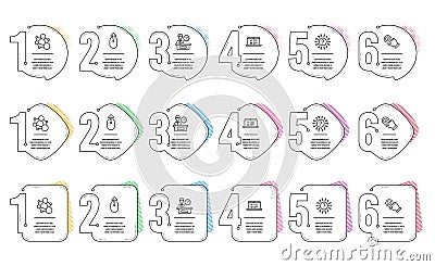 Integrity, Swipe up and Presentation time icons set. Touchscreen gesture, Question mark and Web lectures signs. Vector Vector Illustration