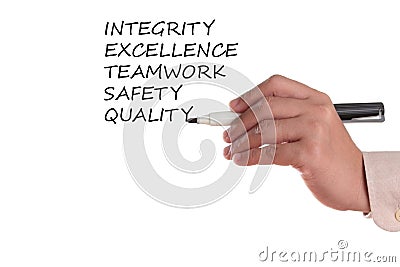 Integrity teamwork excellence and quality Stock Photo