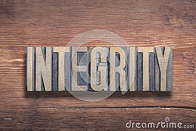 Integrity word wood Stock Photo