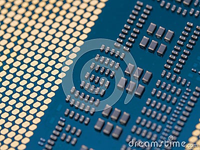 Intel Core 14th gen i9-14900K processor case, focus on CPU connectors Stock Photo