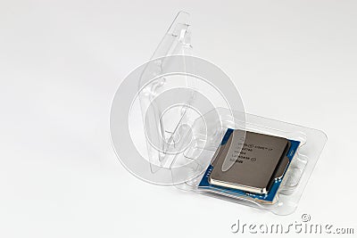 Intel CPU central processor unit Core i7 13700 with PE package. Editorial Stock Photo