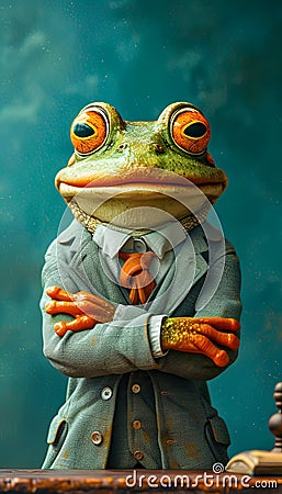 Intellectual frog in suit presenting a scholarly vibe Stock Photo