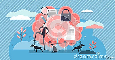 Intellectual property vector illustration. Flat tiny author persons concept Vector Illustration