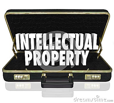 Intellectual Property Words Briefcase Business License Copyright Stock Photo