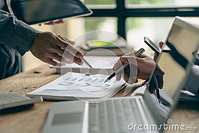 Intelligence analysis concept, group of business people brainstorm discussing current finance Stock Photo