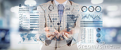 Intelligence BI and business analytics BA with key performance indicators KPI dashboard concept Stock Photo