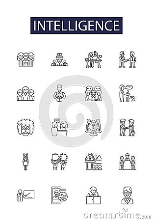 Intelligence line vector icons and signs. intelligence, technology, artificial, digital, brain, ai, robot,science Vector Illustration