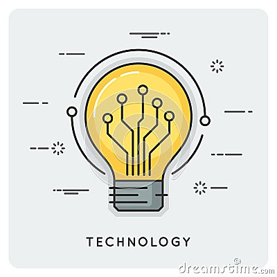 Intelligence and technology. Thin line concept. Vector Illustration