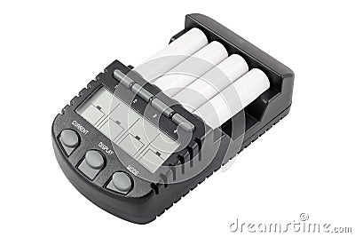 Intelligent accumulator battery charger with AA Stock Photo