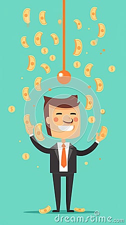 Smiling Businessman with Creative Idea Concept Above the Head - Successful Entrepreneur in Office Stock Photo