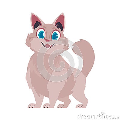 Intelligent ecstatic beige cat. Smiling cat. Cartoon style, Vector Illustration Vector Illustration