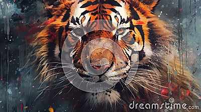 Intens Tiger hunt Artwork Stock Photo