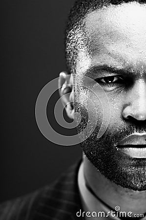 Intense African American Studio Portrait Stock Photo