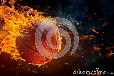 Intense Basketball ball in fire. Generate Ai Stock Photo