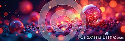 Intense color explosion; dynamic bokeh spheres , background, blur, design Stock Photo