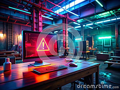 Intense Error Message Illuminates Computer Screen Troubleshooting and Resolution Strategies Stock Photo