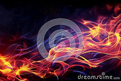 Intense fire against black background. Abstract background with flames Stock Photo