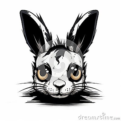 Intense Gaze: A Dystopian Cartoon Of A Mischievous Hare Stock Photo