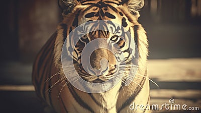 Regal Tiger Gaze in Vintage Sepia Stock Photo