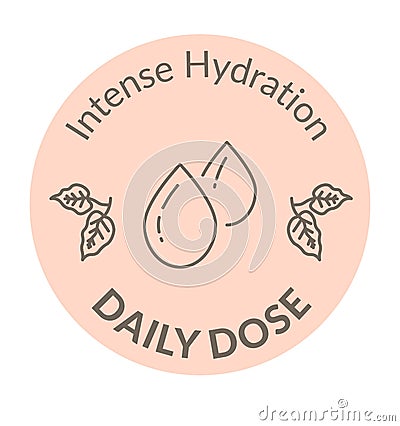 Intense hydration daily dose, cosmetics labels Vector Illustration