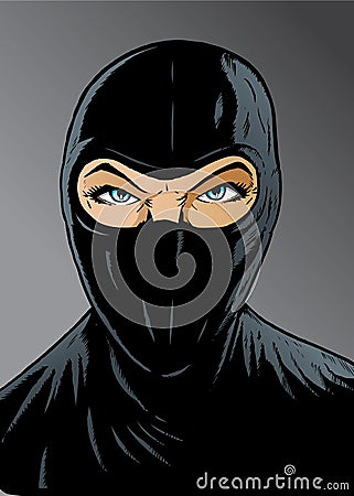 Intense Ninja girl, thief or special forces. Vector Illustration