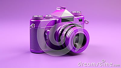 Intense Purple Camera 3d Render On Pink Background Stock Photo