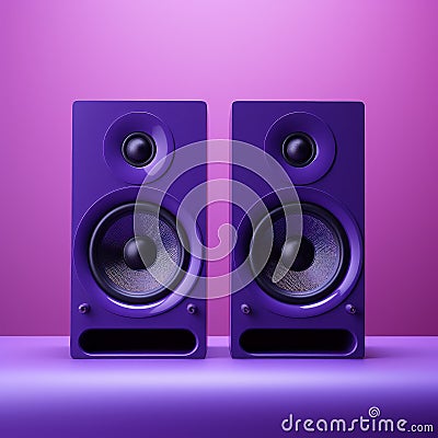 Intense Purple Monitor Speakers On Pink Background - Angura Kei Style Stock Photo