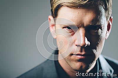 Intense stare businessman portrait Stock Photo