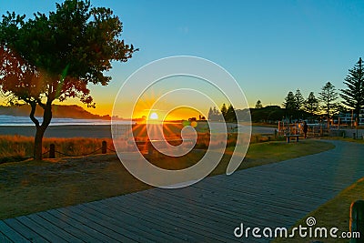 Intense sunrise at Mount Maunganui Stock Photo