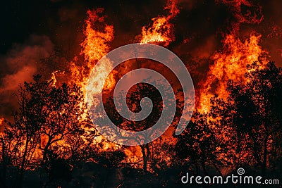 Intense Wildfire Stock Photo