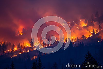 Intense Wildfire Stock Photo