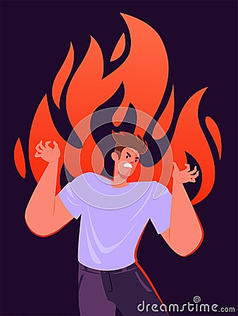 Intensity of emotions, anger, malice, or aggression. Vector Illustration