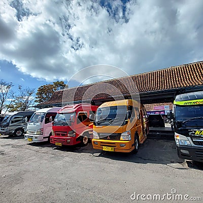 inter-city vehicles parked neatly at the terminal Editorial Stock Photo