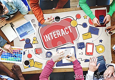 Interact Communicate Connect Social Media Social Networking Concept Stock Photo