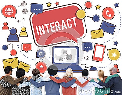 Interact Communicate Connect Social Media Social Networking Concept Stock Photo