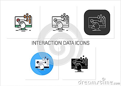 Interaction data icons set Vector Illustration