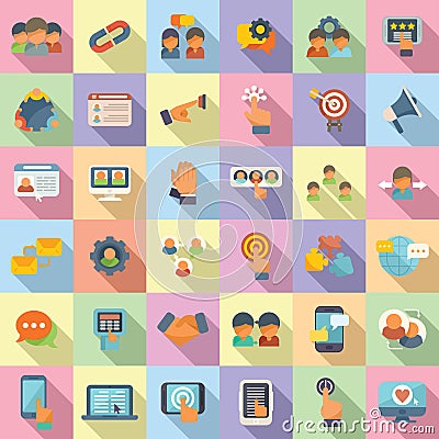 Interaction icons set flat vector. Test process Vector Illustration