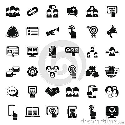 Interaction icons set simple vector. Test process Vector Illustration