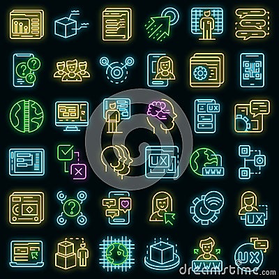 Interaction icons set vector neon Vector Illustration