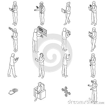 Interaction icons set vector outline Vector Illustration