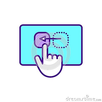 Interaction with screen RGB color icon Vector Illustration